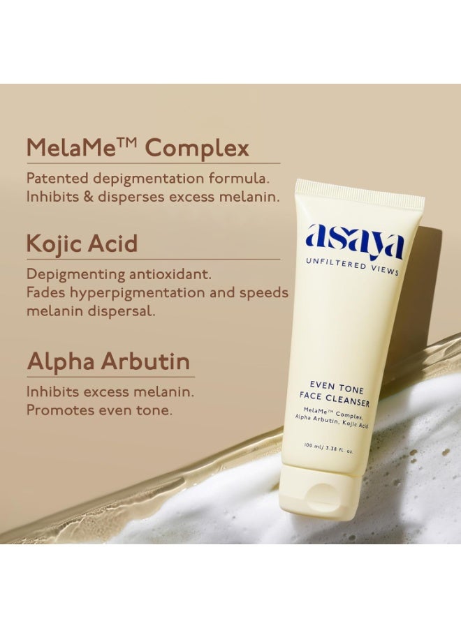 Asaya Dark Spot Removal Face Wash | Fades Spots, Acne Marks & Evens Tone | MelaMe™ Complex, Kojic Acid & Alpha Arbutin Face Wash With Pre + Probiotics | Both Women & Men | 100ml - Image 3